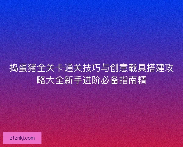 捣蛋猪全关卡通关技巧与创意载具搭建攻略大全新手进阶必备指南精