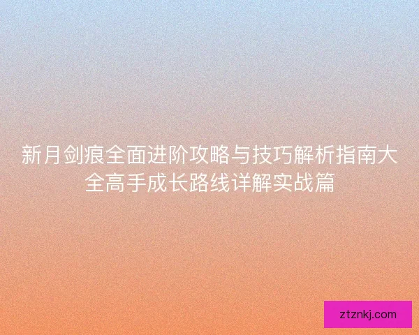 新月剑痕全面进阶攻略与技巧解析指南大全高手成长路线详解实战篇