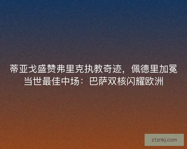 蒂亚戈盛赞弗里克执教奇迹，佩德里加冕当世最佳中场：巴萨双核闪耀欧洲