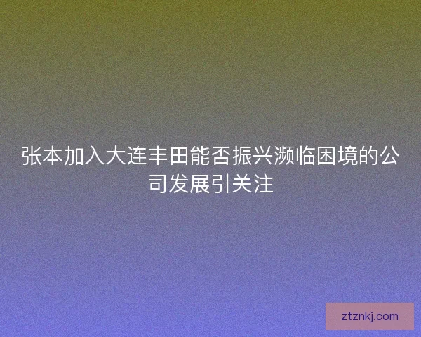 张本加入大连丰田能否振兴濒临困境的公司发展引关注 张本加入大连丰田能否振兴濒临困境的公司发展引关注